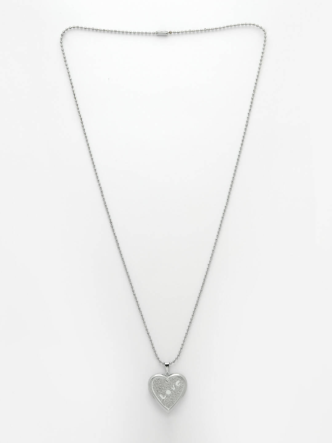 NVR Men Silver Plated Heart Shaped Pendent With Picture Frame And Chain - Distacart