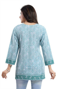 Thumbnail for Snehal Creations Alluring Faux Crepe Printed Short Kurti Tunic Top
