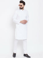Thumbnail for Even Apparels White Pure Cotton Men's Kurta With Band Collar - Distacart