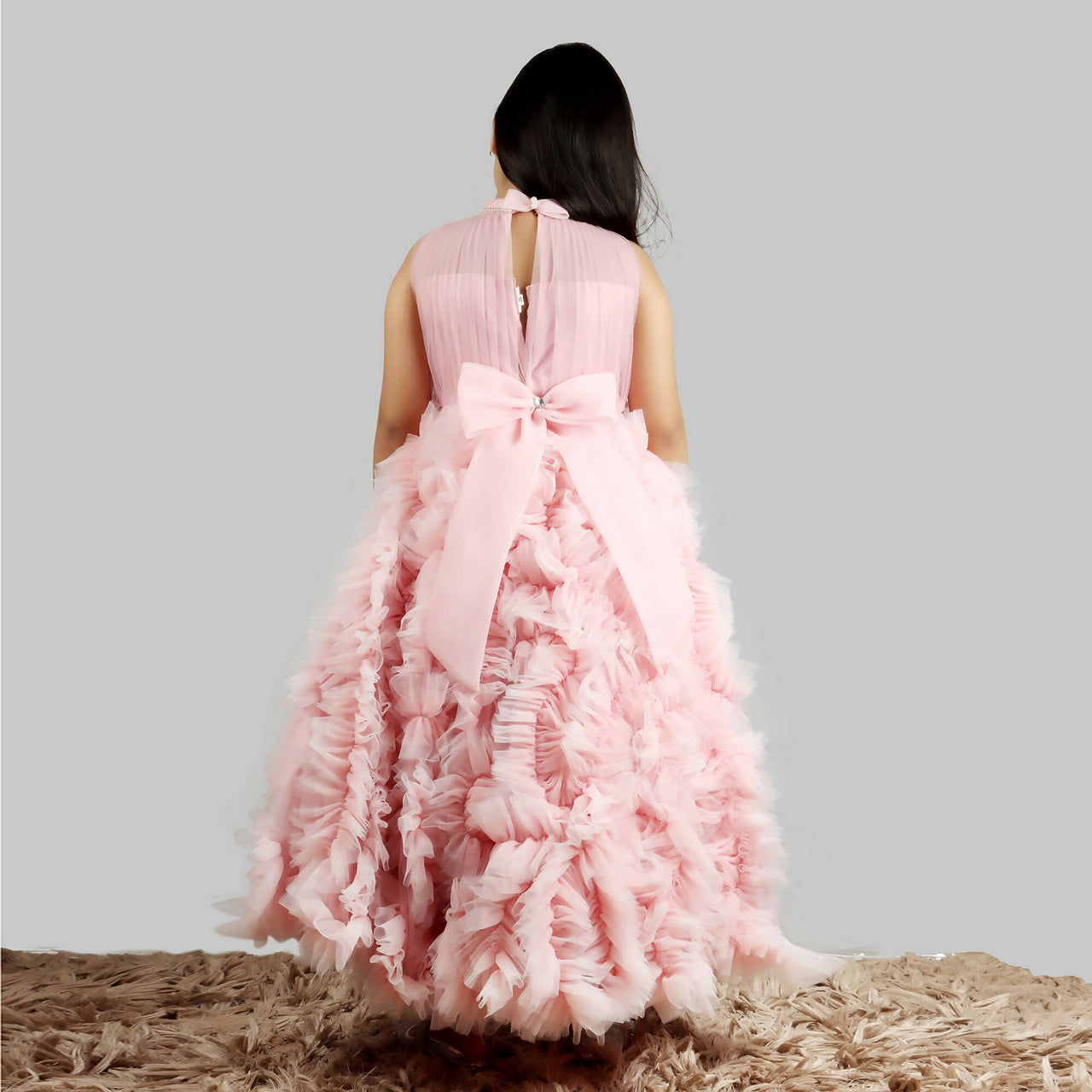 Pink Cow Fashions Old Rose Gown With Frill Ghera - Distacart