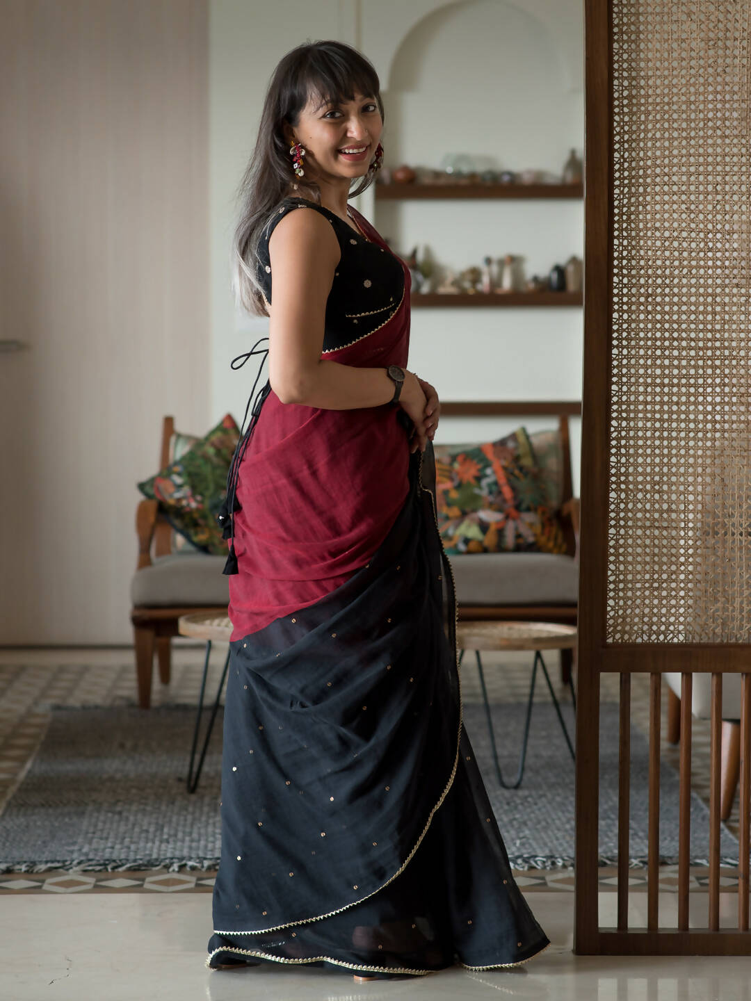 Suta Black Woven Design Pure Cotton Saree - Distacart