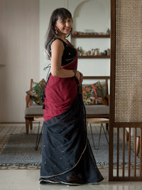 Thumbnail for Suta Black Woven Design Pure Cotton Saree - Distacart