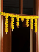 Thumbnail for Tied Ribbons Yellow Entrance Hanging Marigold Flowers Bandhanwar Toran Garland with Bells - Distacart
