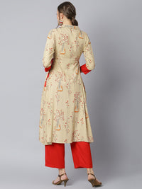 Thumbnail for Khushal K Women Beige Kurta and Palazzo Set