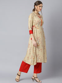 Thumbnail for Khushal K Women Beige Kurta and Palazzo Set