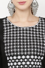 Thumbnail for PAVONINE Black Color Polka Dots Embroidery Dress For Women - Distacart