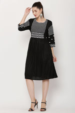 Thumbnail for PAVONINE Black Color Polka Dots Embroidery Dress For Women - Distacart
