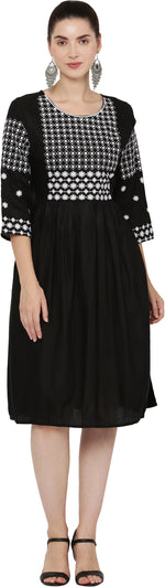 Thumbnail for PAVONINE Black Color Polka Dots Embroidery Dress For Women - Distacart
