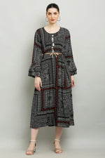 Thumbnail for PAVONINE Black Color White Printed Kurta For Women - Distacart