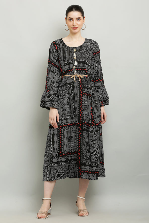 PAVONINE Black Color White Printed Kurta For Women - Distacart