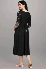 Thumbnail for PAVONINE Black Color Burfi Design Embroidery Dress For Women - Distacart