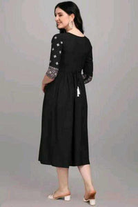 Thumbnail for PAVONINE Black Color Burfi Design Embroidery Dress For Women - Distacart