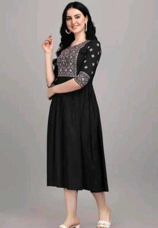 PAVONINE Black Color Burfi Design Embroidery Dress For Women - Distacart