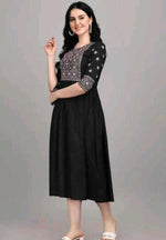 Thumbnail for PAVONINE Black Color Burfi Design Embroidery Dress For Women - Distacart