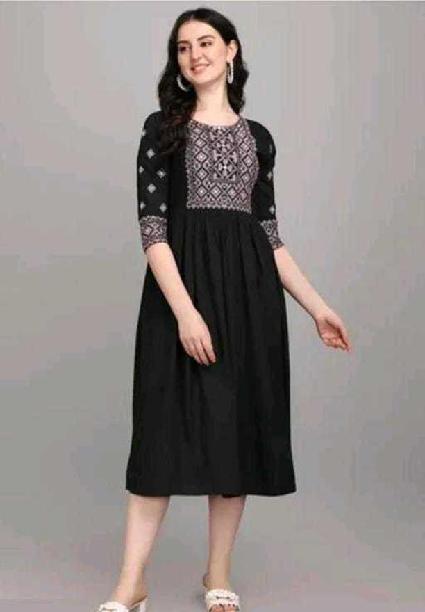 PAVONINE Black Color Burfi Design Embroidery Dress For Women - Distacart