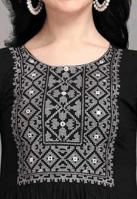 Thumbnail for PAVONINE Black Color Burfi Design Embroidery Dress For Women - Distacart