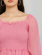 Thumbnail for PAVONINE Buta-Design With Square-Neck Peach Dress For Girls & Women - Distacart