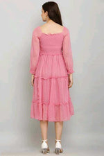 Thumbnail for PAVONINE Buta-Design With Square-Neck Peach Dress For Girls & Women - Distacart