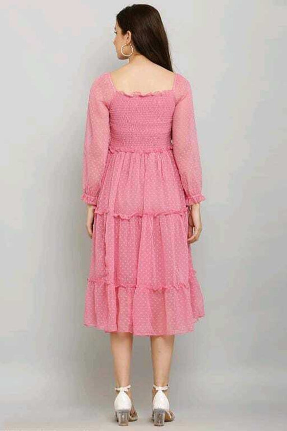 PAVONINE Buta-Design With Square-Neck Peach Dress For Girls & Women - Distacart