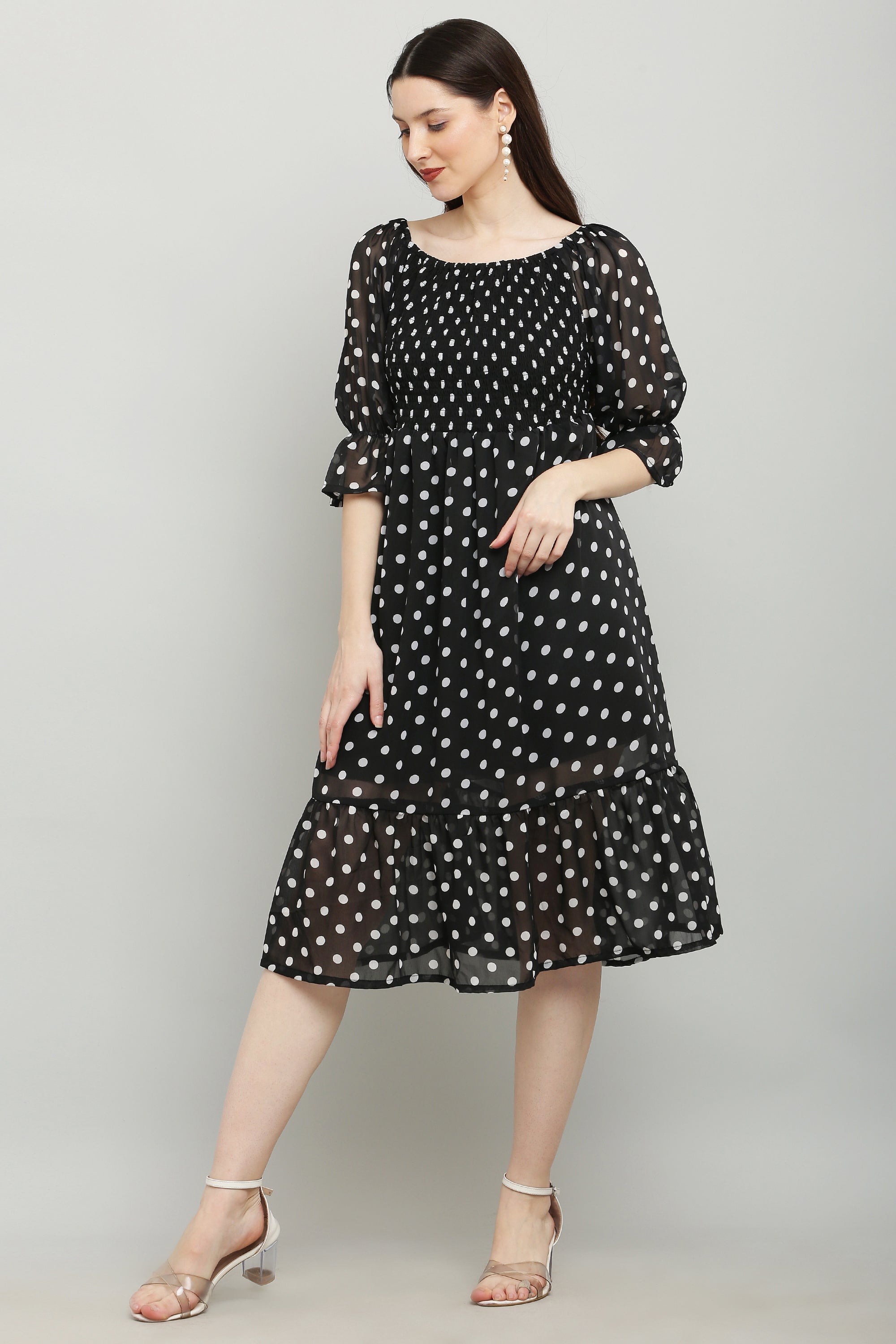 PAVONINE Polka Dots Body Kansai Black Dress For Women - Distacart