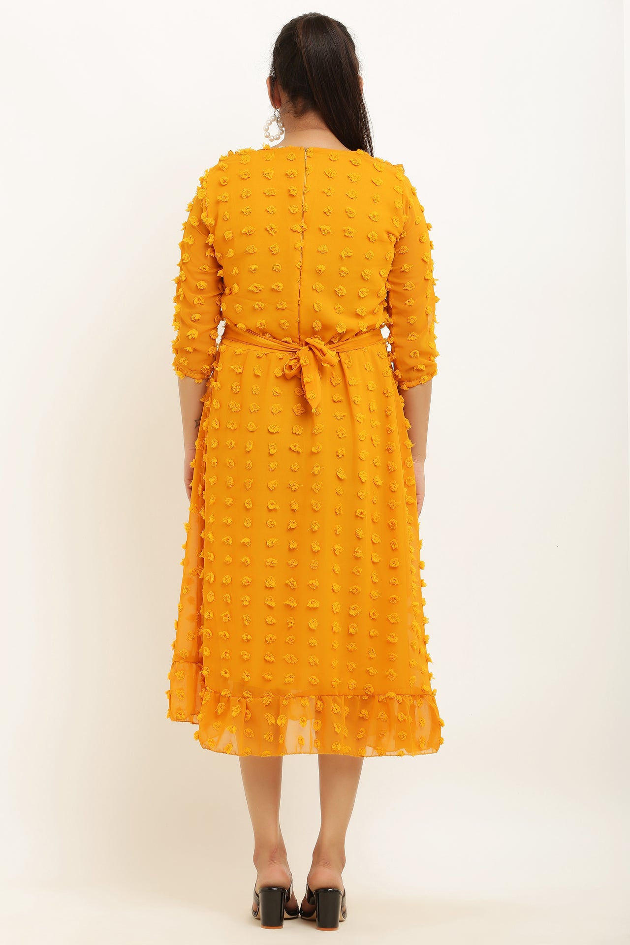 PAVONINE Buta-Design Mustard Dress For Girls & Women - Distacart