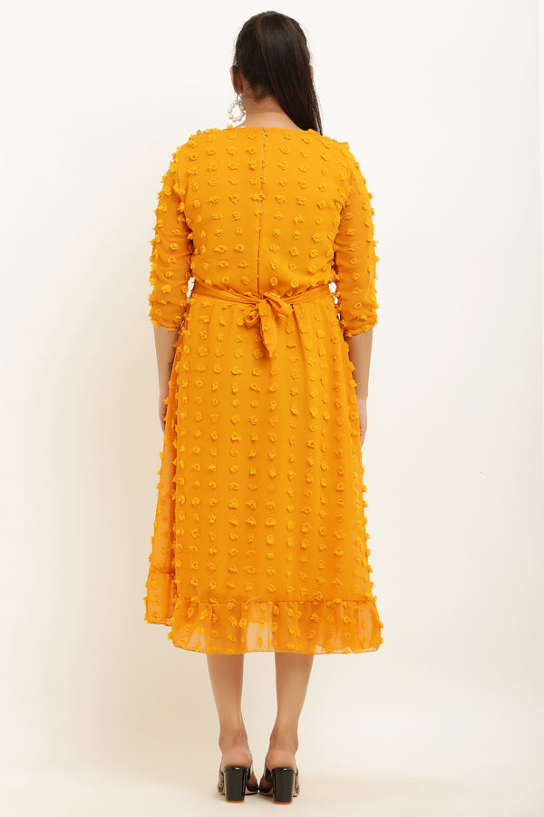 PAVONINE Buta-Design Mustard Dress For Girls & Women - Distacart