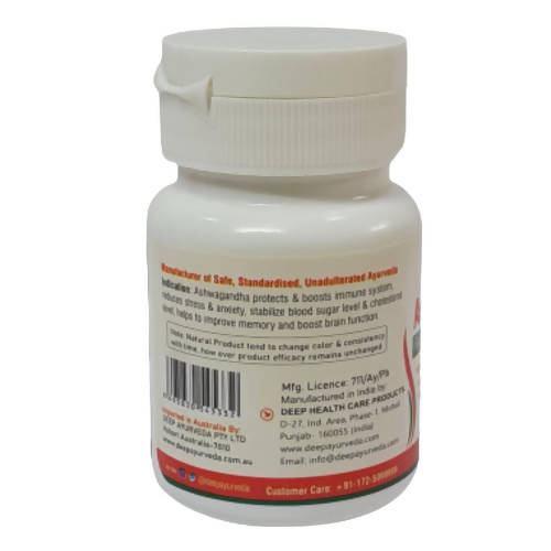 Deep Ayurveda Ashwagandha 500mg Veg Capsules - Distacart
