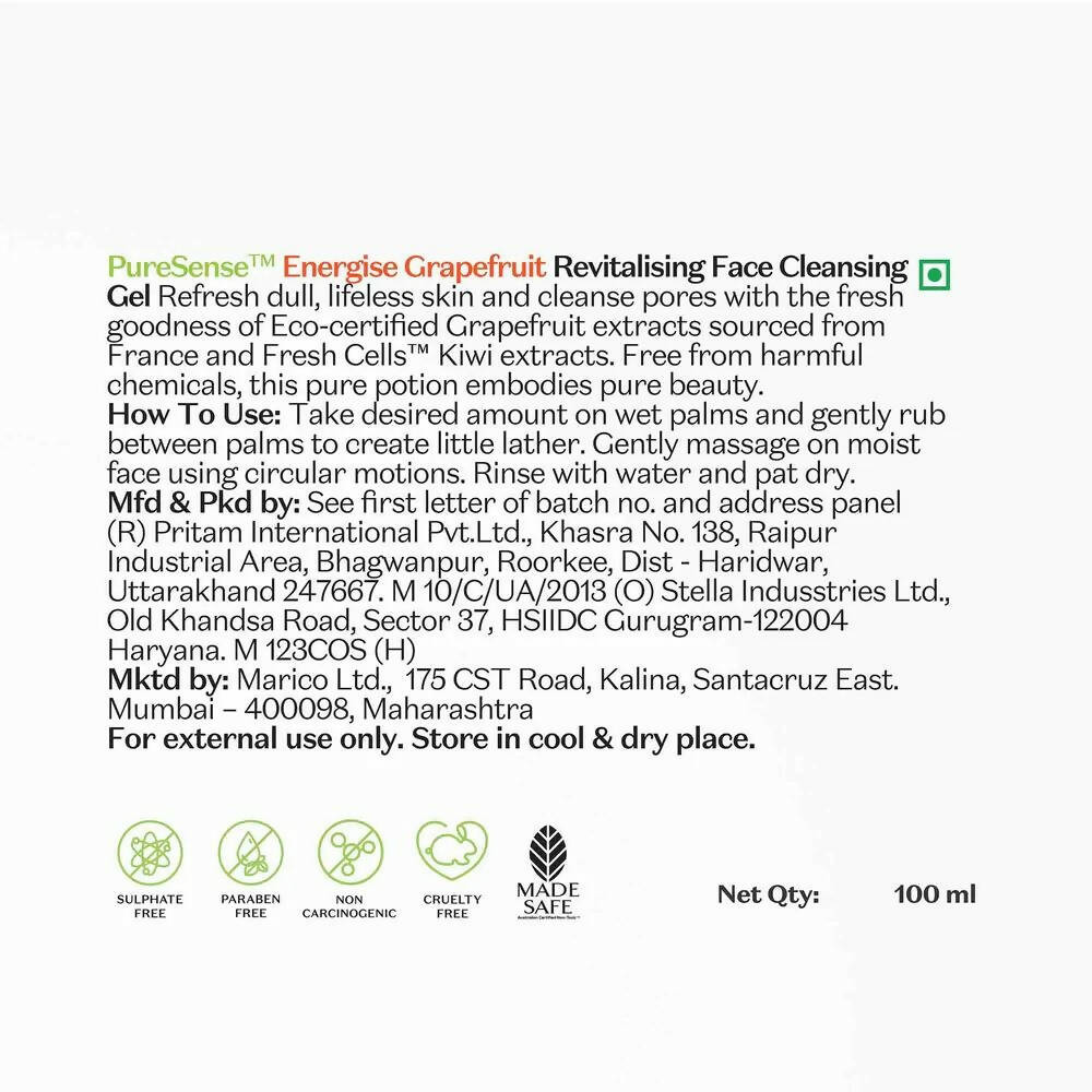 PureSense Energise Grapefruit Revitalising Face Cleansing Gel - Distacart