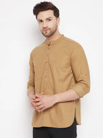 Thumbnail for Even Apparels Beige Pure Cotton Short Men's Kurta With Band Collar - Distacart