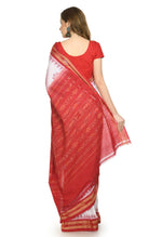 Thumbnail for Vamika Sambalpuri Ikat Cotton Dehabandha Badafula White & Red Saree - Distacart