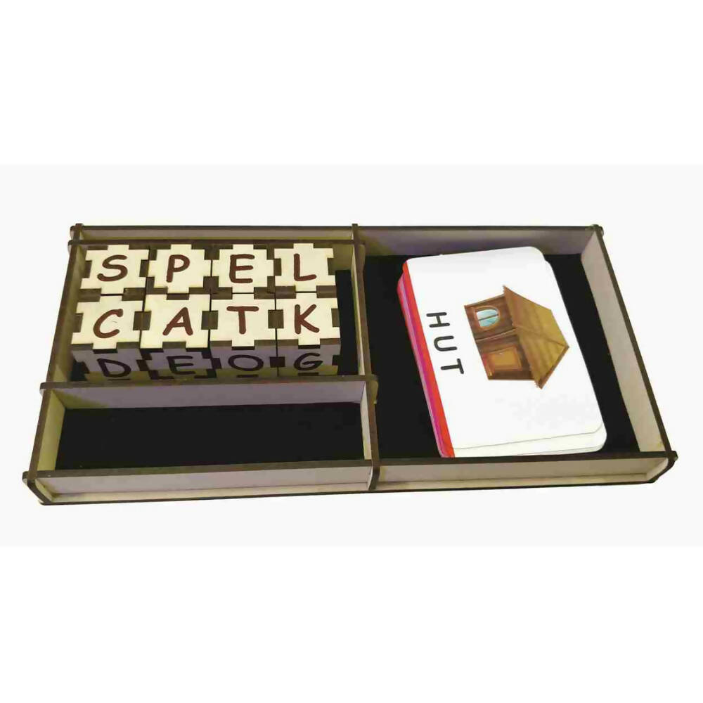 Kraftsman Wooden Spell Tutor Spelling Learning Game With Flash Cards | Educational Toys & Return Gift - Distacart