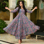 Thumbnail for PartyWear Designer Blue and Pink Pure Maslin Palazzo Suit - Anbazaar - Distacart