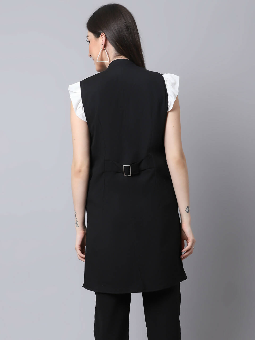 Even Apparels Black Polywool Open Front Women's Long Coat PW668 - Distacart
