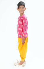 Thumbnail for Lil Drama Trunk Tales Boys Pink Kurta With Dhoti - Distacart