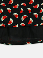 Thumbnail for Manet Girls Cotton V Neck Frill Frock Watermelon Printed - Black - Distacart