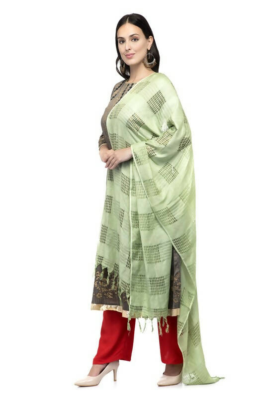 Mominos Fashion Moeza Window Design Pista Green Cotton Duppata - Distacart
