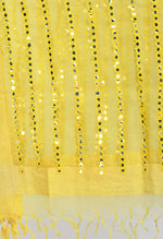 Thumbnail for Mominos Fashion Moeza Women's Orgenza Mirror Stripe Thread Work Lemon Yellow Dupatta - Distacart
