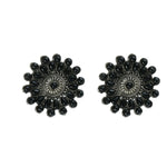 Thumbnail for Mominos Fashion Johar Kamal Oxidised Silver-Plated Brass Finish Kundan Choker For Women (Black) - Distacart