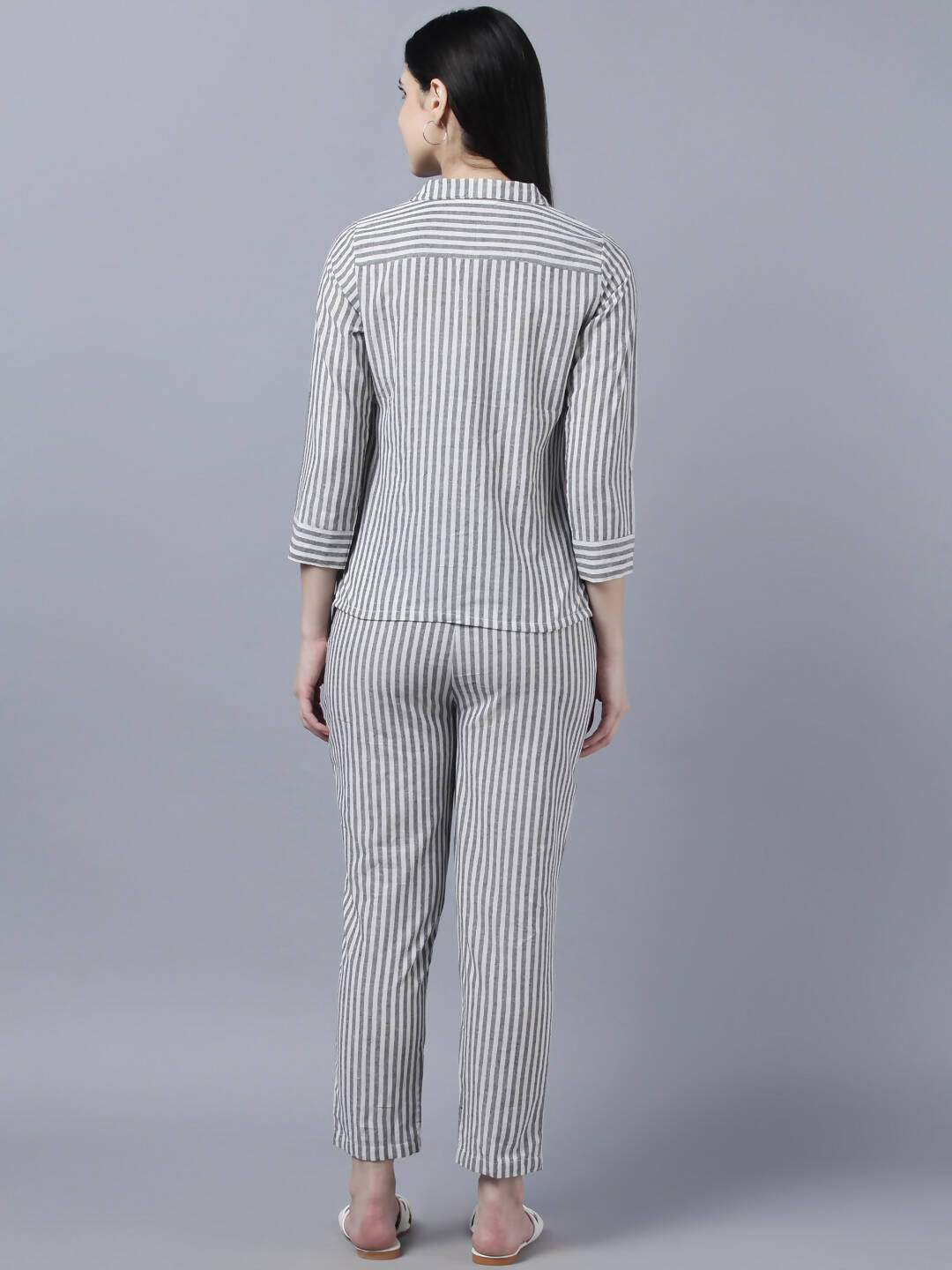 Myshka Stylish Grey 3/4 Sleeve Women's Cords Set - Distacart