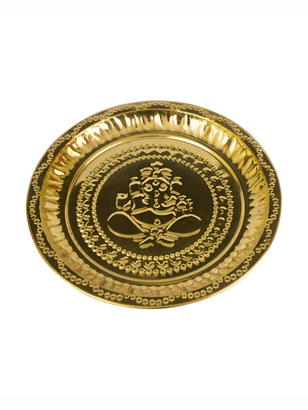 Spillbox Gold-Toned Brass Ganesha Thali Pooja Essential - Distacart