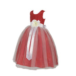 Thumbnail for Asmaani Baby Girl's Red Satin A-Line Maxi Full Length Dress (AS-DRESS_22023) - Distacart