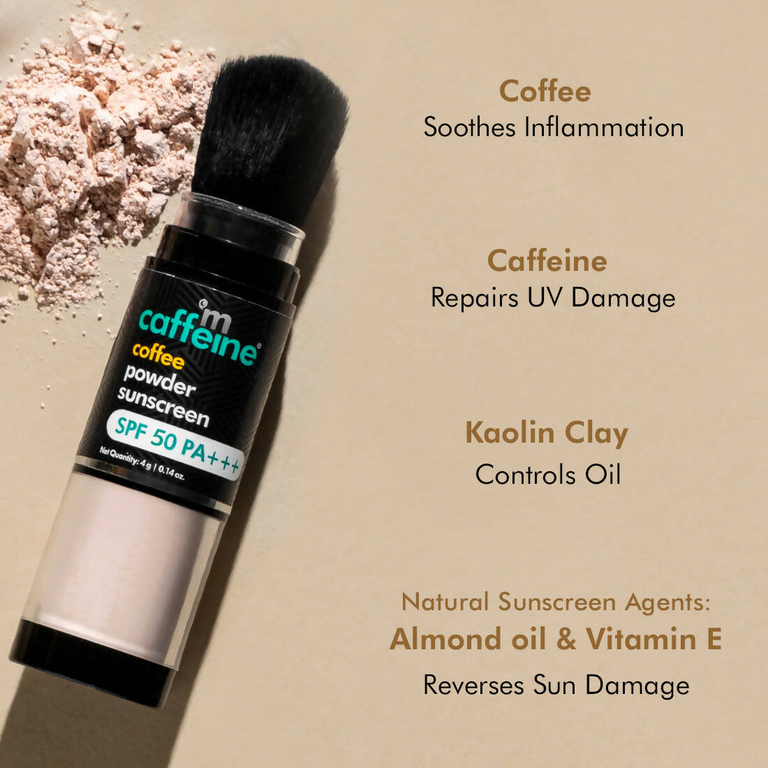 mCaffeine Coffee Powder Sunscreen SPF 50 PA+++ - Distacart