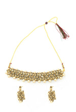Thumbnail for Mominos Fashion Johar Kamal Gold-Plated Brass Finish Kundan/Pearls Choker For Women (Golden) - Distacart