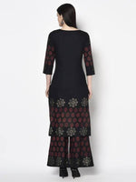 Thumbnail for Aniyah Rayon Black Color Block Print Straight Kurta (AN-190K)