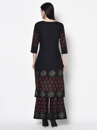 Thumbnail for Aniyah Rayon Black Color Block Print Straight Kurta (AN-190K)