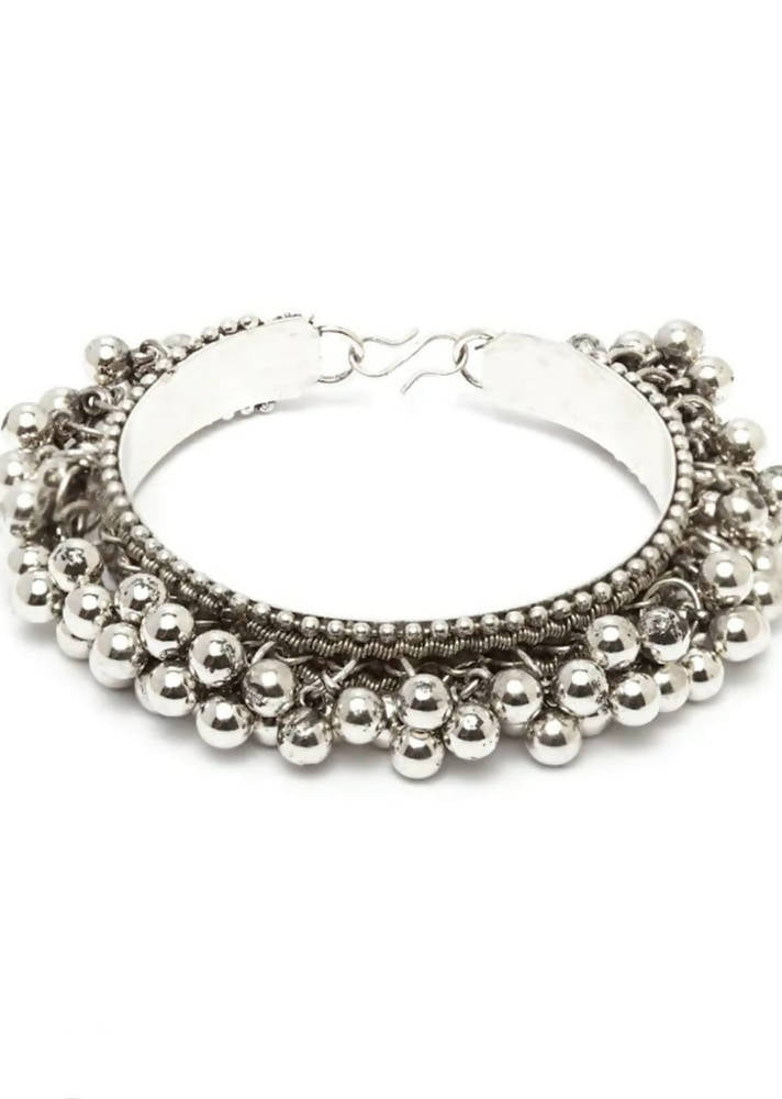 Mominos Fashion Kamal Johar Oxidised Silver-Plated Ghungroo Handcraft Bracelet
