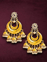 Thumbnail for Mominos Fashion Johar Kamal Silver Meenakari Kundan Meena Jhumka