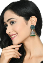Thumbnail for Mominos Fashion Joharkamal Kundan work Jhumka with Green Beads - Distacart