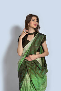 Thumbnail for Malishka Women's Bollywood Style Vichitra Silk Sequence Embroidery Work Saree With Blouse Piece - Mahendi - Distacart