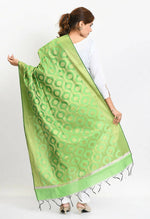 Thumbnail for Mominos Fashion Moeza Women's Banarsi Silk All Over Woven Design Parrot Green Dupatta - Distacart